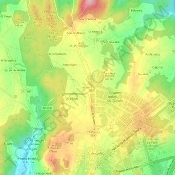 Carte topographique Boisaca, altitude, relief