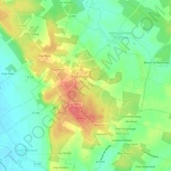 Carte topographique Ourse, altitude, relief