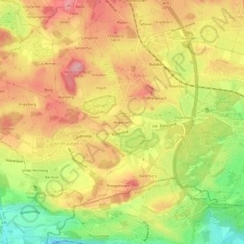 Carte topographique Widenswil, altitude, relief