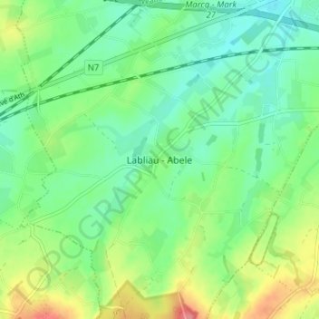Carte topographique Labliau, altitude, relief
