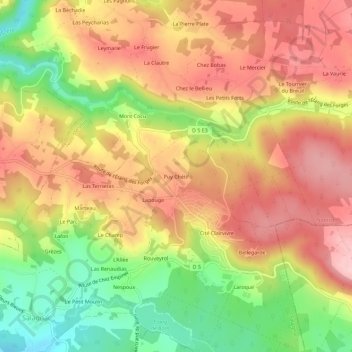 Carte topographique Puy Chétif, altitude, relief