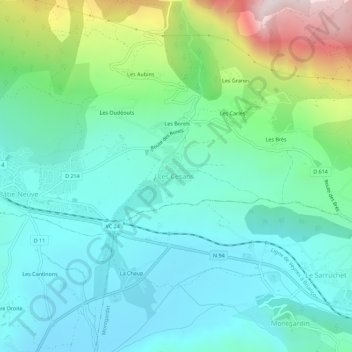 Carte topographique Les Cesaris, altitude, relief