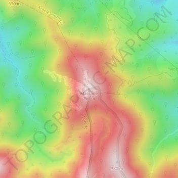 Carte topographique Massane, altitude, relief