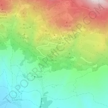 Carte topographique Castillo de Loarre, altitude, relief