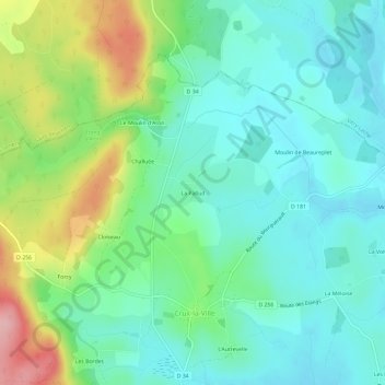 Carte topographique La Pallud, altitude, relief