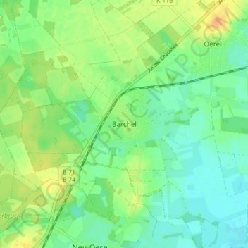 Carte topographique Barchel, altitude, relief