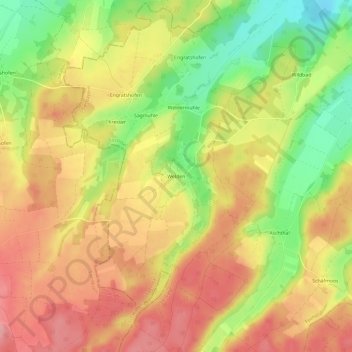 Carte topographique Welden, altitude, relief