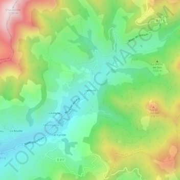 Carte topographique Liadouze, altitude, relief