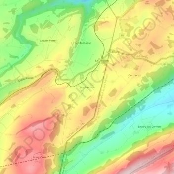Carte topographique Les Reprises, altitude, relief