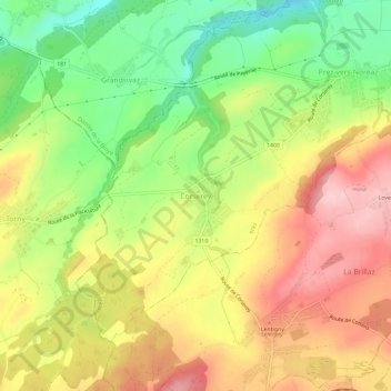 Carte topographique Corserey, altitude, relief