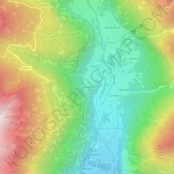 Carte topographique San Pietro, altitude, relief