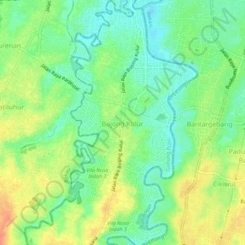 Carte topographique Bojong Kulur, altitude, relief