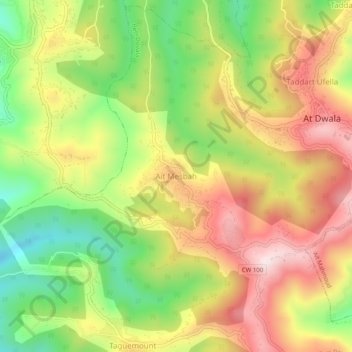 Carte topographique Aït Mesbah, altitude, relief