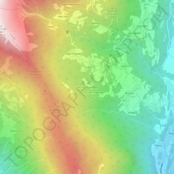 Carte topographique Flecchio Superiore, altitude, relief