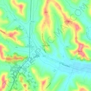 Carte topographique Colcavagno, altitude, relief
