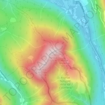 Carte topographique Monte Martica, altitude, relief