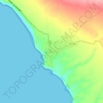 Carte topographique La Tortuga, altitude, relief