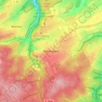 Carte topographique Marmagen, altitude, relief