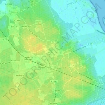 Carte topographique Margaux, altitude, relief