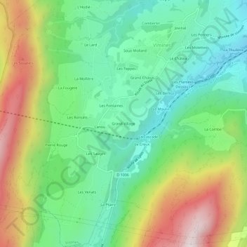 Carte topographique Grand Village, altitude, relief