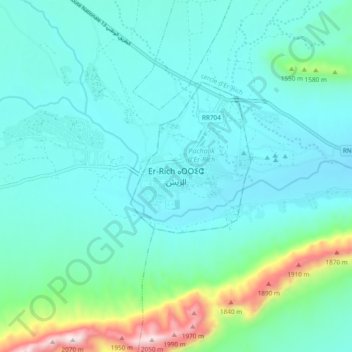 Carte topographique Er-Rich, altitude, relief