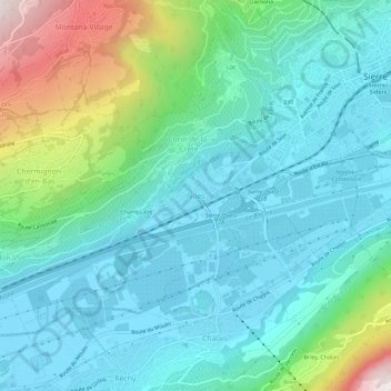 Carte topographique Noës, altitude, relief