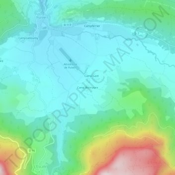 Carte topographique Camp Bonnaure, altitude, relief