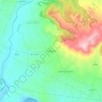 Carte topographique Bascuñuelos, altitude, relief