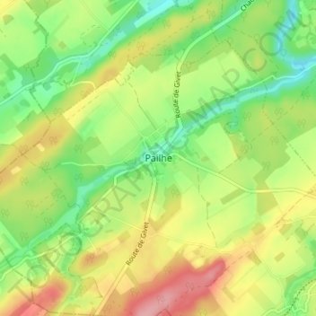Carte topographique Pailhe, altitude, relief