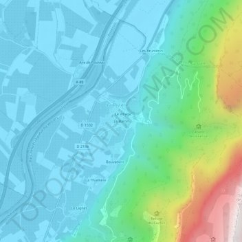 Carte topographique Le Baron, altitude, relief