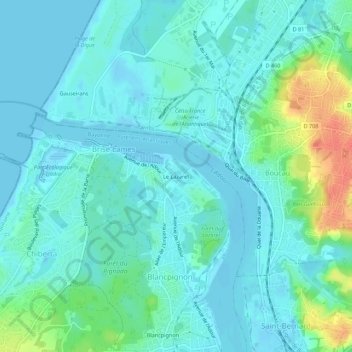 Carte topographique Le Lazaret, altitude, relief