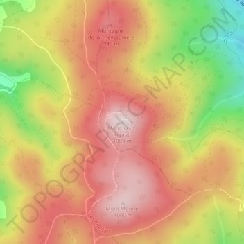 Carte topographique Mont Saint-Rigaud, altitude, relief