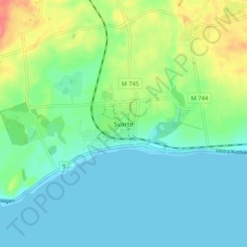Carte topographique Svarte, altitude, relief