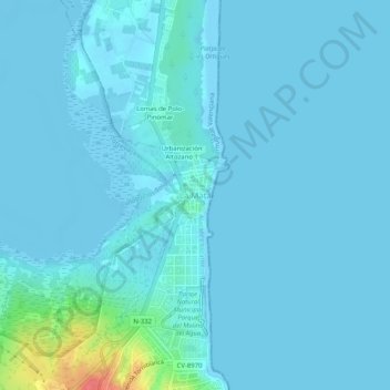 Carte topographique La Mata, altitude, relief