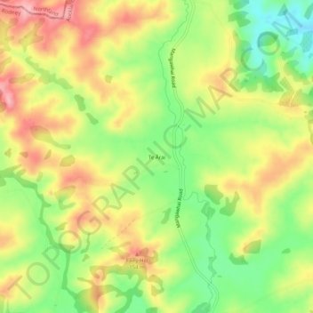 Carte topographique Te Ārai, altitude, relief