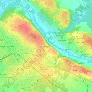Carte topographique L'Échassier, altitude, relief