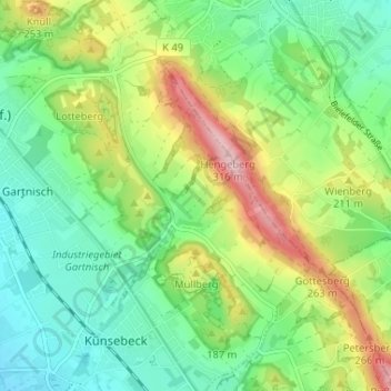 Carte topographique Ascheloh, altitude, relief