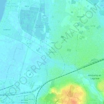 Carte topographique Bernatets, altitude, relief