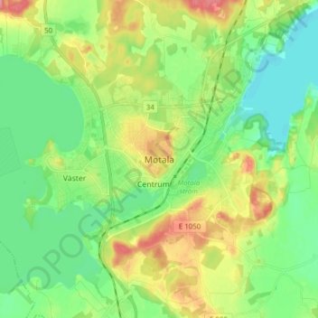 Carte topographique Motala, altitude, relief