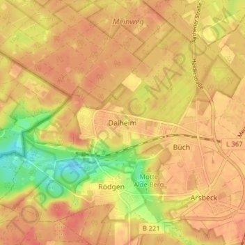 Carte topographique Dalheim, altitude, relief