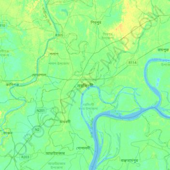 Carte topographique Narsingdi, altitude, relief