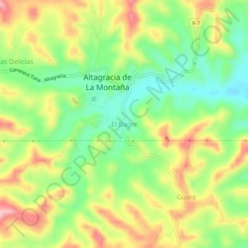 Carte topographique El Bagre, altitude, relief