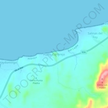 Carte topographique Punta Cangrejo, altitude, relief