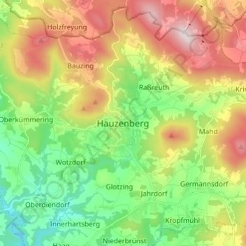 Carte topographique Hauzenberg, altitude, relief