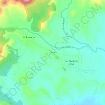 Carte topographique Utivé, altitude, relief