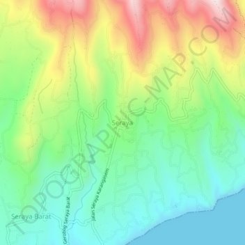 Carte topographique Seraya, altitude, relief