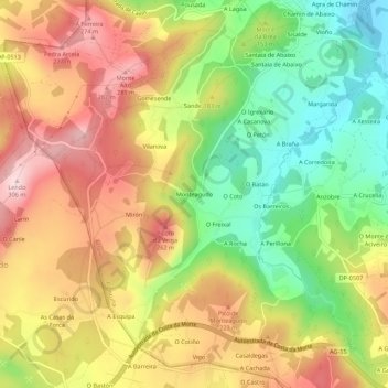 Carte topographique Monteagudo, altitude, relief