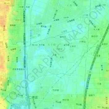 Carte topographique 土庫, altitude, relief