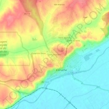 Carte topographique Santo Antonino, altitude, relief