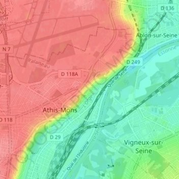 Carte topographique Acacias, altitude, relief